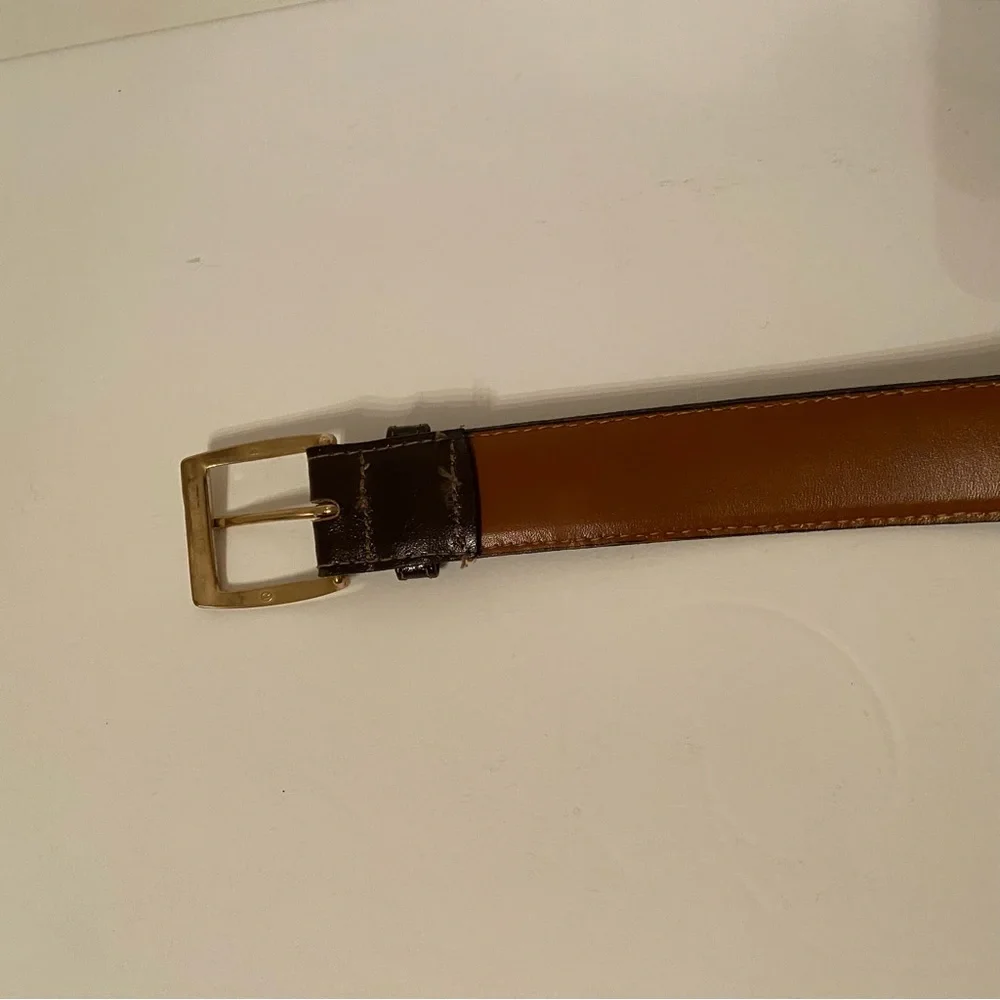 DANBURY BELT BROWN LEATHER GOLD BUCKLE SIZE 34 USA MENS ACCESSORY